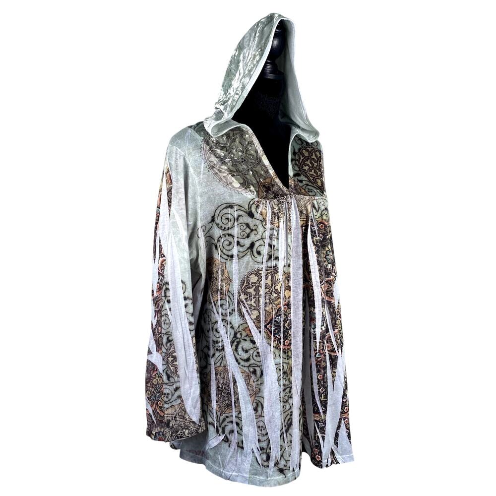 Casual Freedom Celtic Whimsigoth Boho Forest Fairy Velvet Hood AOP Dyed Hoodie - Picture 3 of 16